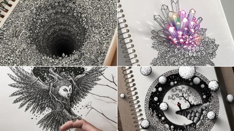 Cambodian artist gives a surreal 3D twist to doodles