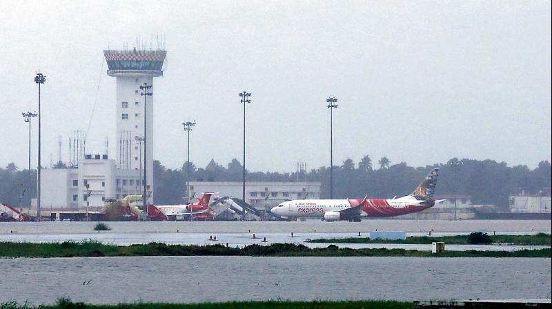 Kochi airport was shut down after it was flooded due to incessant rains.  (Photos by ARUN CHANDRABOSE)