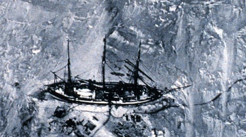 Aerial view of the Gauss (Erich von Drygalskis ship) in the ice during the 1901 German Antarctic Expedition (Credit: National Oceanic and Atmospheric Administration/Department of Commerce)