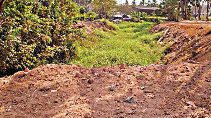 A drain at Bangra Kuloor in Mangaluru, which has been encroached upon.