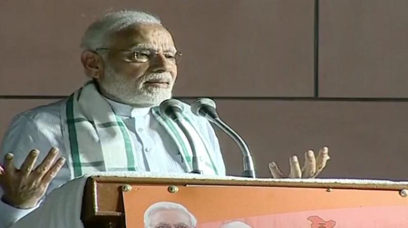 I am happy about Karnatakas victory but on the other hand, I am saddened by the loss of lives in Varanasi, said PM Narendra Modi. (Photo: ANI/Twitter)