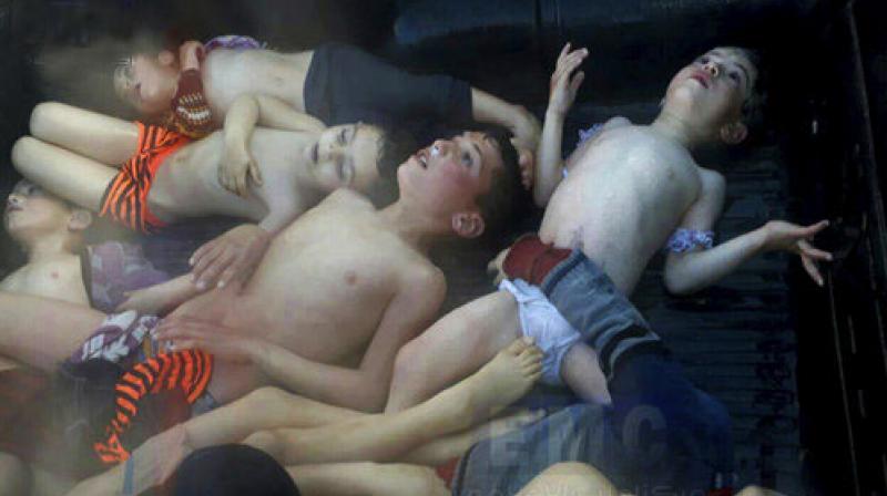 Small children foaming at the mouth and in agony after Chemical attack in Syria.