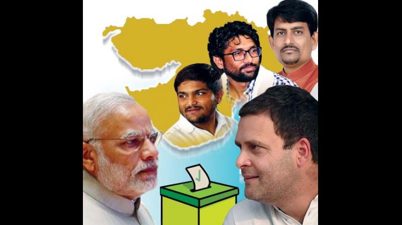 In Gujarat, the BJP is facing an unexpected challenge from the Rahul Gandhi-led Congress. The nearly decimated opposition is back in the game after the shift of the formidable young Patidar-OBC-Dalit leaders in Hardik Patel, Alpesh Thakor and Jignesh Mevani to the Congress camp.