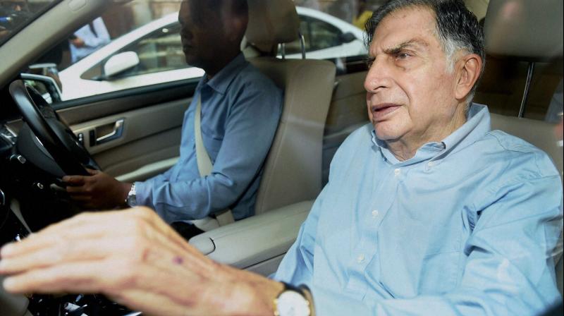 Ratan Tata, who replaced Cyrus Mistry to become the interim Chairman of Tata Sons leaves after attending a meeting at Bombay House in Mumbai. (Photo: PTI)