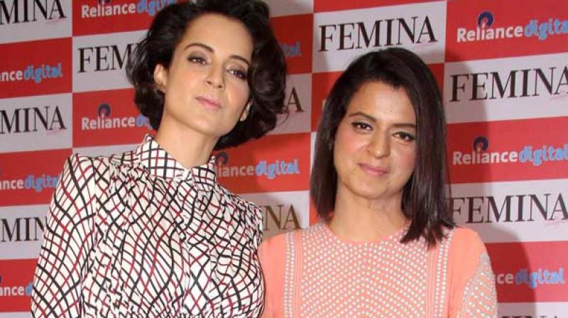 Kangana Ranaut and Rangoli Candel at an event.