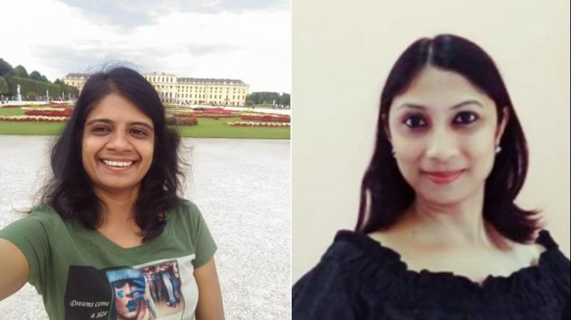 The News Minute reporter Saritha S Balan (L) and Republic TVs South India bureau chief Pooja Prasanna (R) were attacked by anti-women protesters near Sabarimala temple. (Photo: Facebook, Twitter Screengrab respectively)