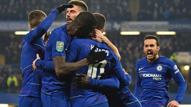 Chelsea provided the perfect response to manager Maurizio Sarris public criticism to progress to the League Cup final by beating Tottenham 4-2 on penalties in a thrilling semi-final, second leg on Thursday. (Photo: AFP)