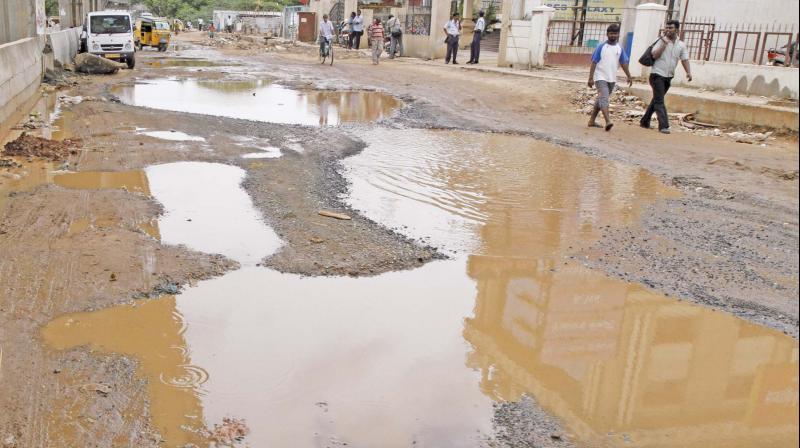 Koyambedu market road in bad state.