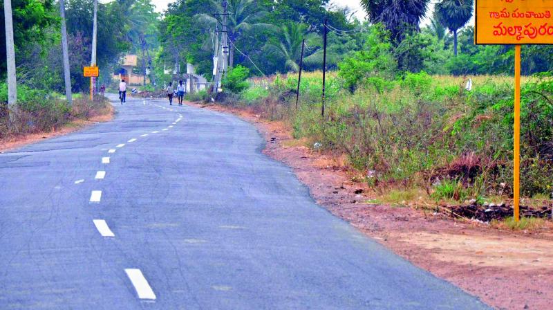Road at Malkapuram village, which is a part of the capital area.