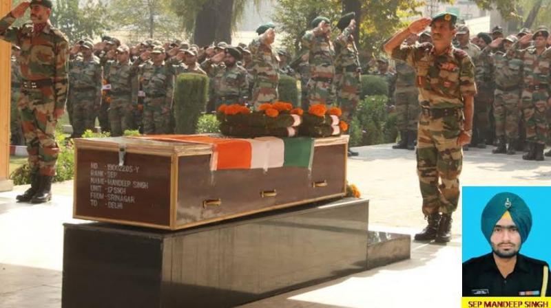 Army jawan Mandeep Singh and an infiltrating militant were killed in a fire fight. (Photo: DC)