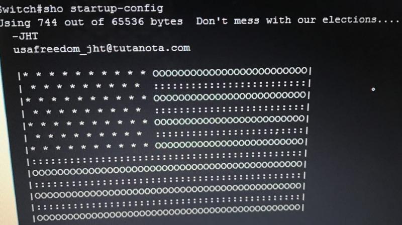 Hackers have attacked networks in a number of countries including data centres in Iran where they left the image of a US flag on screens along with a warning: Dont mess with our elections, the Iranian IT ministry said. (Photo: Twitter/ @azarijahromi)