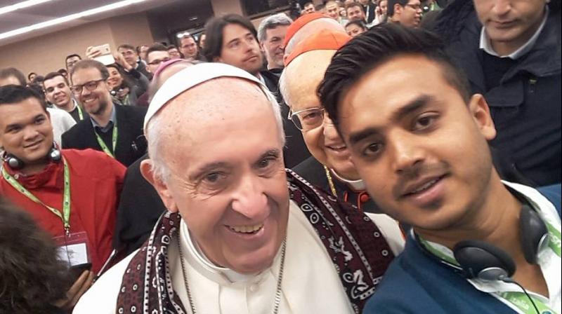 Daniel Bashir, a 26-year-old doctor in Karachi said he took the selfie with the leader of the worlds Catholics during a youth conference at the Vatican in March. (Photo: Facebook/ Daniel Bashir)
