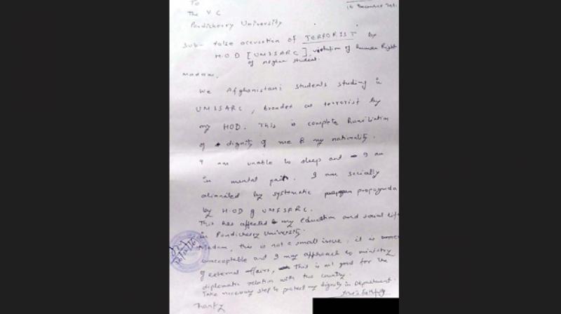 â€œThis is a complete humiliation of dignity for me and my nation. I am socially alienated by systematic propaganda by HoD of Umisarcâ€ the complaint letter says.