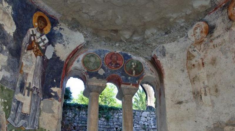 Researchers unearthed an intact temple underneath the Saint Nicholas Church in the Demre district. (Photo: AP)