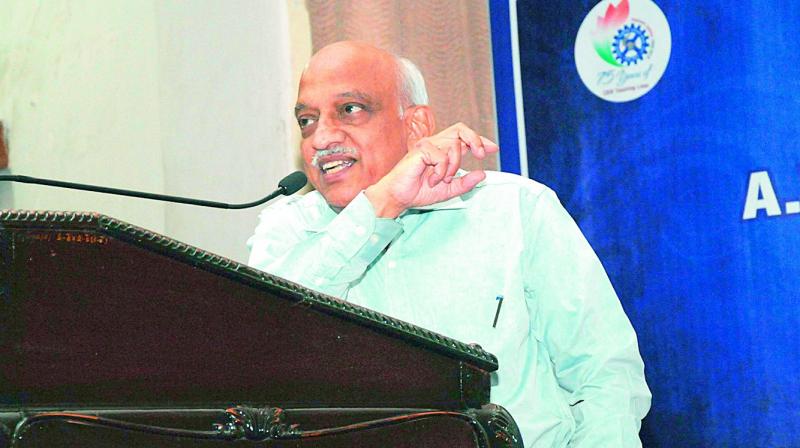 Isro chairman A.S. Kiran Kumar delivers the A.V. Rama Rao Technology lecture at the CSIR IICT auditorium as part of the National Technology day celebrations on Friday. (Photo: DC)