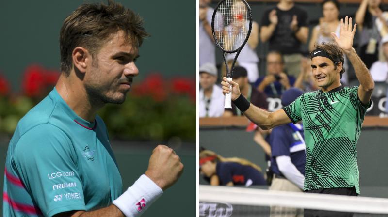Roger Federer and Stanislas Wawrinka set up an all-Swiss showdown with straight-sets semifinal victories.in Indian Wells. (Photo: AP)