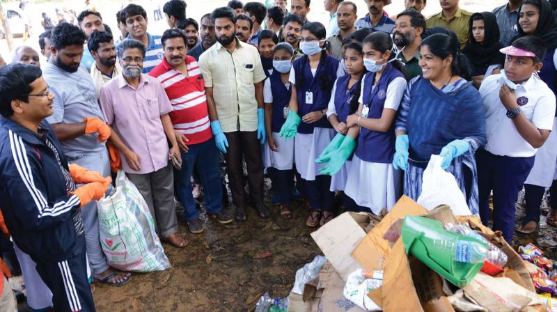 District Collector Kesavendra Kumar launches the Clean Wayanad drive at SKMJ High School ground, Kalpetta, Wayanad on Thursday.