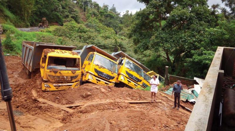 Tippers trapped at a quarry site near Mananthavadi, Wayaand. (File pic)