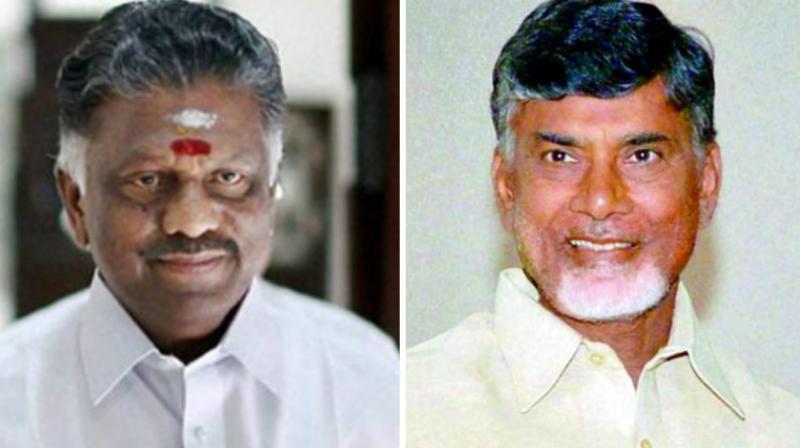 TN CM O Paneerselvam and Andhra Pradesh CM Chandrababu Naidu (Photo: File)