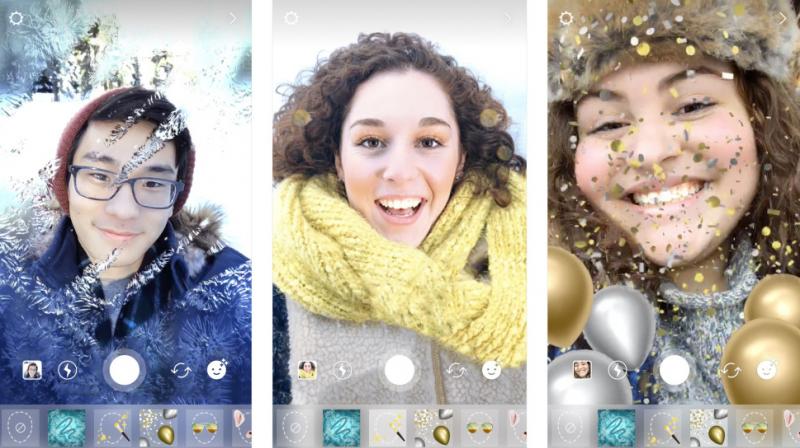 There are three new festive face filters to enjoy a heart in snow-frosted glass effect, holiday makeup look and a gold and silver ballon overlay, complete with digital confetti.