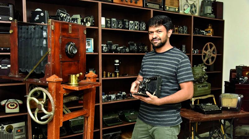 Faisal Ali Khan with a part of his antique collection