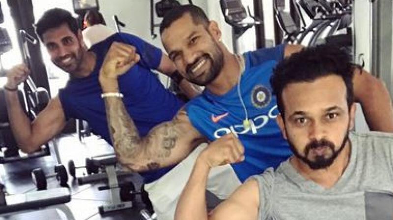 The Indian team decided to work out in the gym as they took a break from the nets session, ahead of the third ODI against West Indies on Friday. (Photo: Instagram / Hardik Pandya)