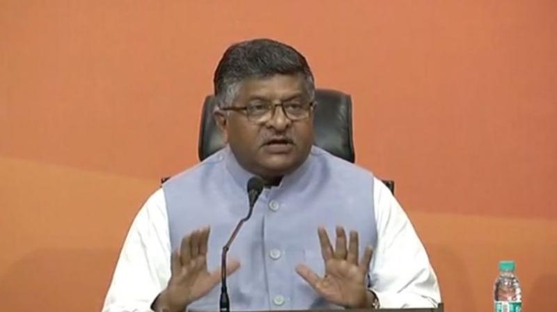 Union minister Ravi Shankar Prasad claimed that no corruption allegation had been levelled against the current government at the Centre during its three-year rule so far, but cases of the Congress corruption continued to appear. (Photo: Twitter | @BJP4India)