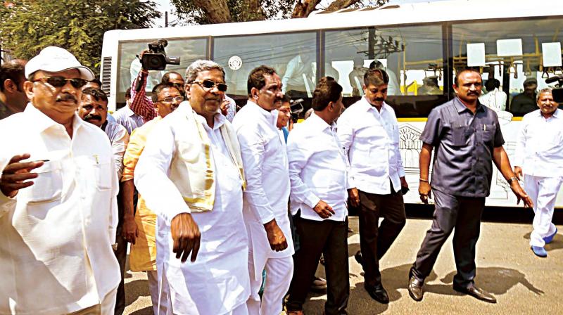 Chief Minister Siddaramaiah inspects alternative roads and Metro routes to the international airport in Bengaluru on Monday (Photo: DC)