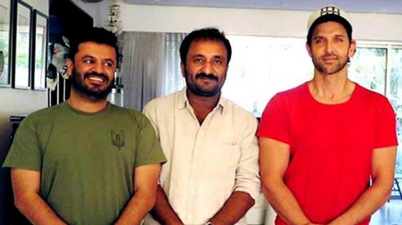 Vikas Bahl, Anand Kumar and Hrithik Roshan during discussions for film.