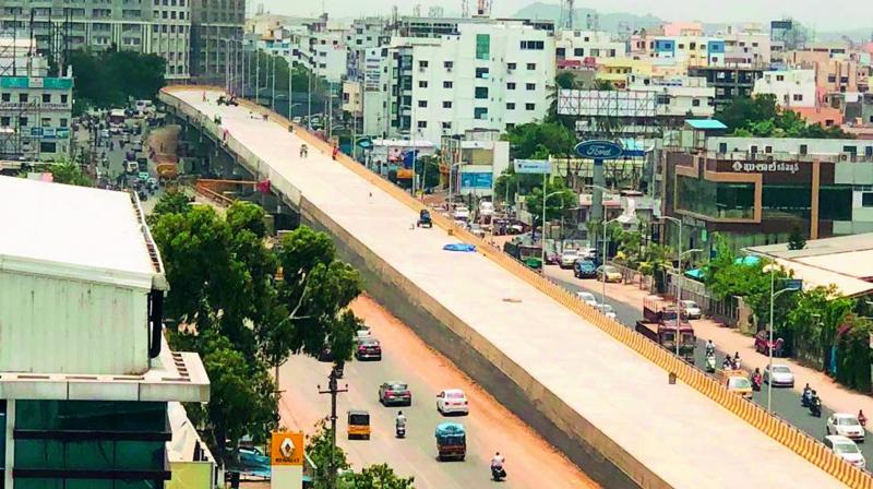 Out of four flyovers proposed at LB Nagar, the corporation has completed the construction of left hand side flyover at Kamineni Junction. (Image Dc)