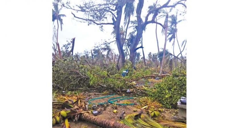 A scene of destruction at Vizhunthamavadi village.