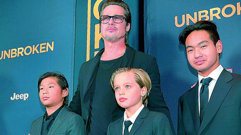 Brad Pitt spent time with his children on Saturday.