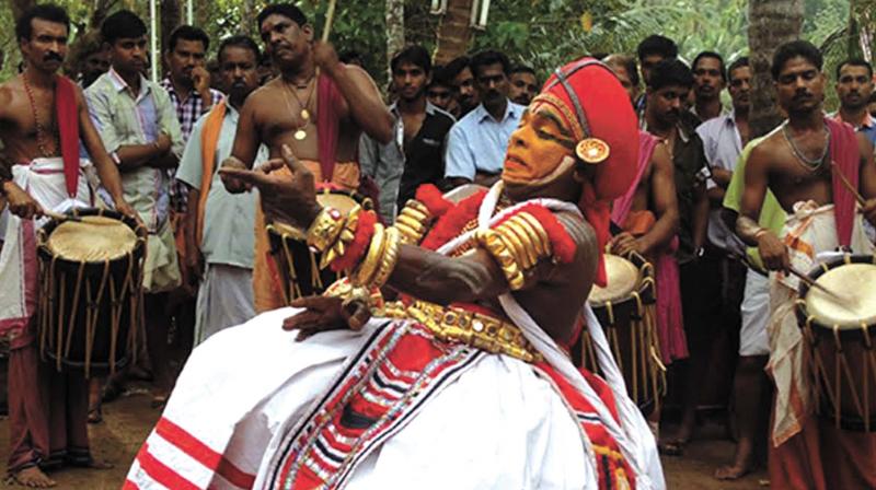 The dance form has two classifications, mainly Thirayattam, which is performed at night, and Vellattam staged during the day.