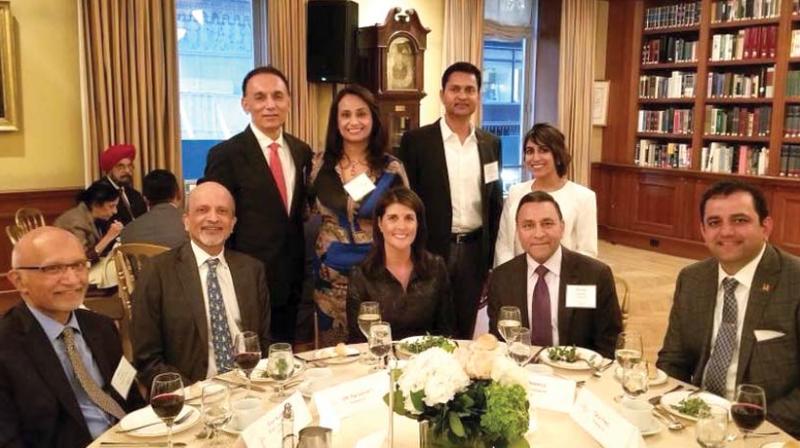 MR at dinner with Nikki Haley the US Ambassador to the UN and friends