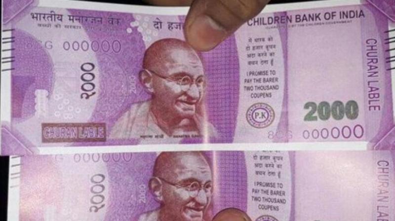 The fake Rs 2000 notes dispensed by an ATM in Delhis Sangam Vihar. (Photo: Twitter)