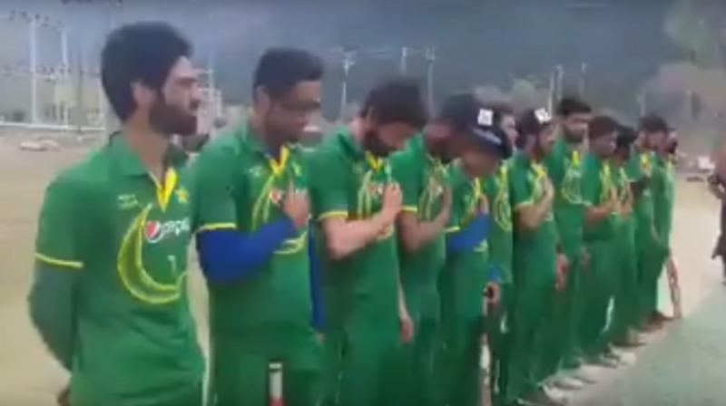 As per the video, the cricketers in the Pakistan kit are seen singing the national anthem, ahead of this match. (Photo: Youtube/ Screengrab)