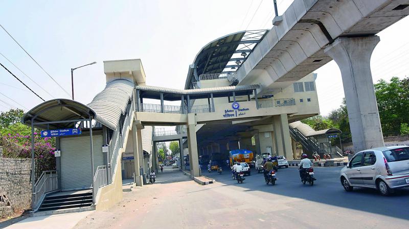 Hyderabad Metro Rail authories have announced that the Nagole to Mettuguda and Miyapur to S.R. Nagar stretches will start operating next year.  (Photo: DC0