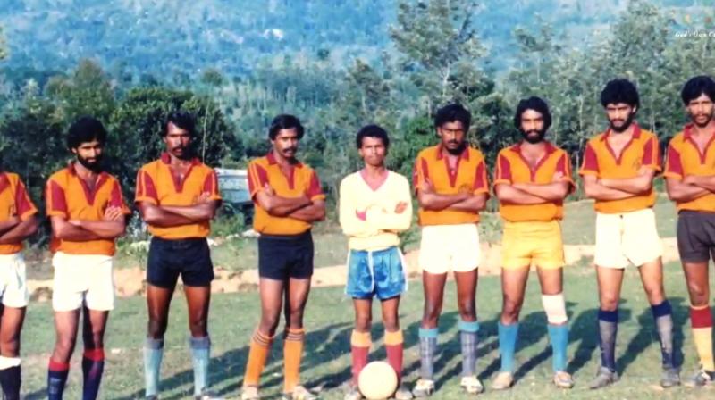 An old picture of the Ambalavayal F.C. team