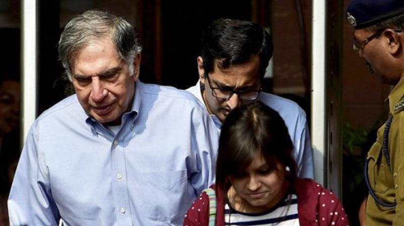 Tata Sons Chairman Ratan Tata comes out of finance ministry after meeting Finance Minister Arun Jaitley in New Delhi. (Photo: PTI)