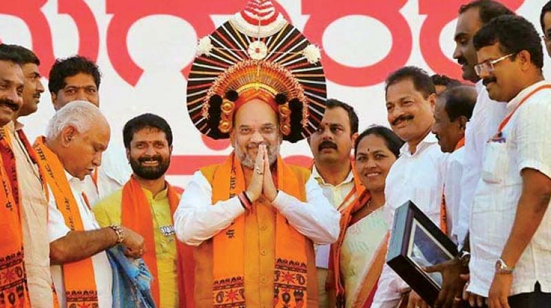 BJP National President Amit Shah and party state president B.S. Yeddyurappa in a file photo