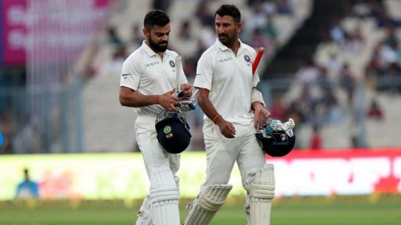 India skipper Virat Kohli and Test specialist Cheteshwar Pujara held on to their second and seventh position respectively in the latest ICC Test Player Rankings released on Wednesday. (Photo: BCCI)