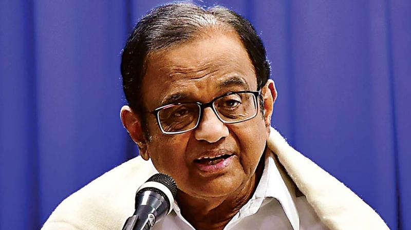 Senior Congress leader and former Union finance minister P. Chidambaram during the launch of his book Saving the Idea of India at St Josephs College, in Bengaluru on Saturday. (Photo:KPN)