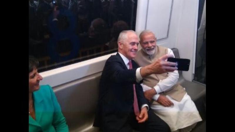 Australian Prime Minister Malcolm Turnbull with his Indian counterpart Narendra Modi (Photo: Twitter)