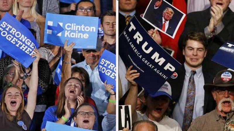 Supporters of Democratic presidential candidate Hillary Clinton in Tempe, Arizona, and those of Republican Donald Trump in Baton Rouge, La. (Photo: AP)