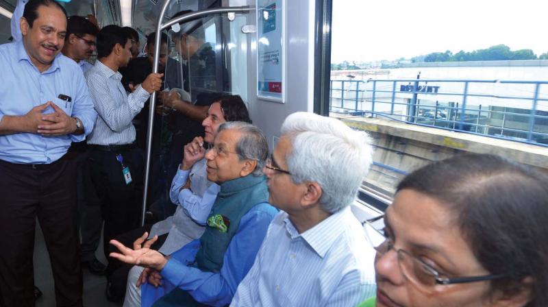 A Finance Commission team led by chairman N.K Singh  visits Kochi Metro Operation Control Centre at Muttom yard in Kochi on Thursday. The team also took out Metro ride from Edappally to Muttom
