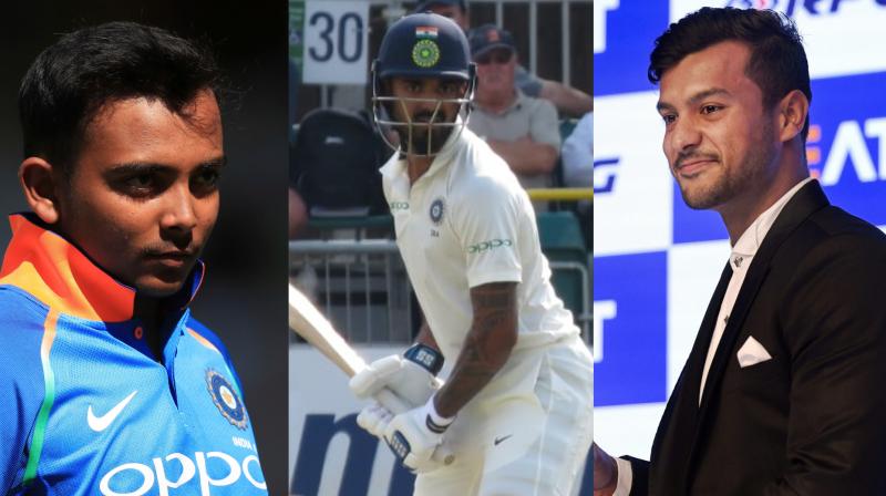 KL Rahul, the third opener in England, survived the axe after posting a 149 in the final Test at the Oval and will walk out to face the new ball against West Indies in the company of either Mayank Agarwal or Prithvi Shaw, who are both uncapped. (Photo: AP / BCCI Twitter / PTI)
