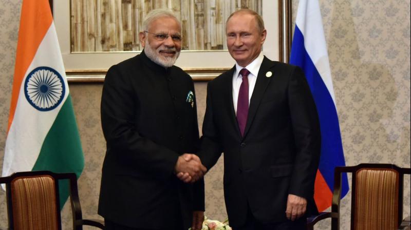 Prime Minister Narendra Modi and Russian President Vladimir Putin (Photo: MEA India twitter)