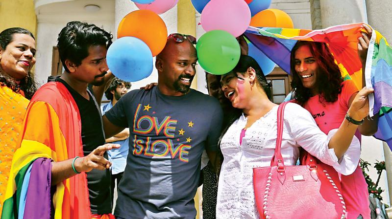 Members of the LGBT community and their supporters celebrate after the countrys top court struck down a colonial-era law that made homosexual acts punishable by up to 10 years in prison, in Bangalore. (AP)