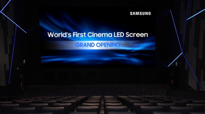 Stretching nearly 10.3m (33.8ft) wide in size, the cinema LED screen accommodates a variety of theatre configurations. (Image: Samsung)
