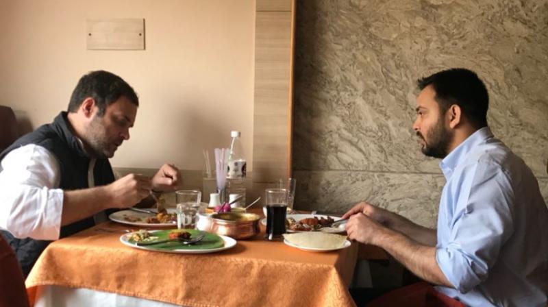 The meeting over lunch between Congress vice president Rahul Gandhi and former CM of Bihar Tejashwi Yadav also ended speculations about RJDs growing differences with Congress party in Bihar.  (Photo: Twitter
